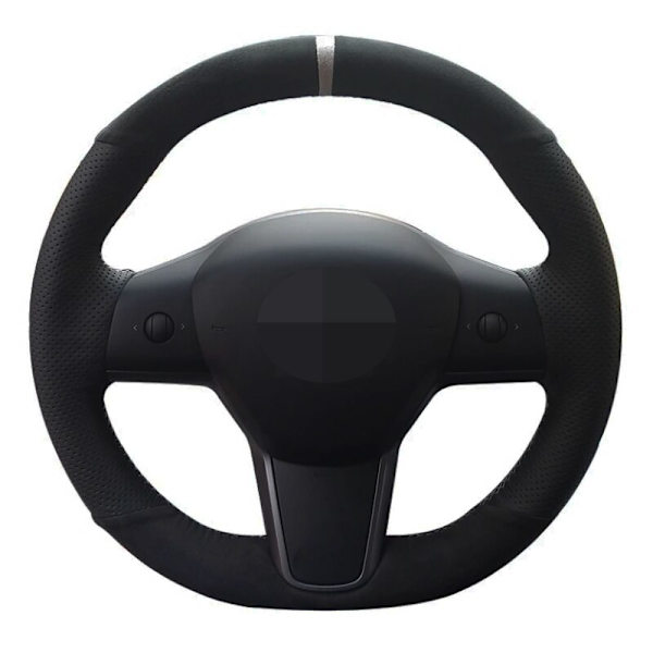 Cover Handsydd mjukt svart äkta lädermocka för Tesla Model 3 2015-2020 Model Y 2019 2020