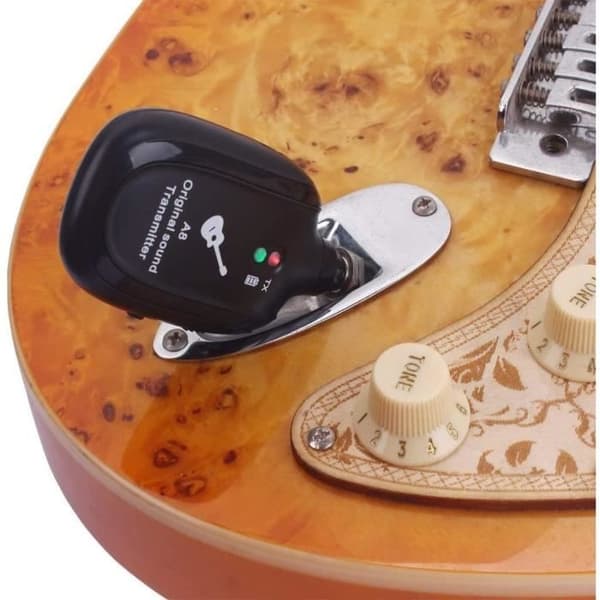 Trådløst gitarsystem med oppladbar 2,4 GHz digital gitarsender og -mottaker, 4 kanaler for elektrisk gitar
