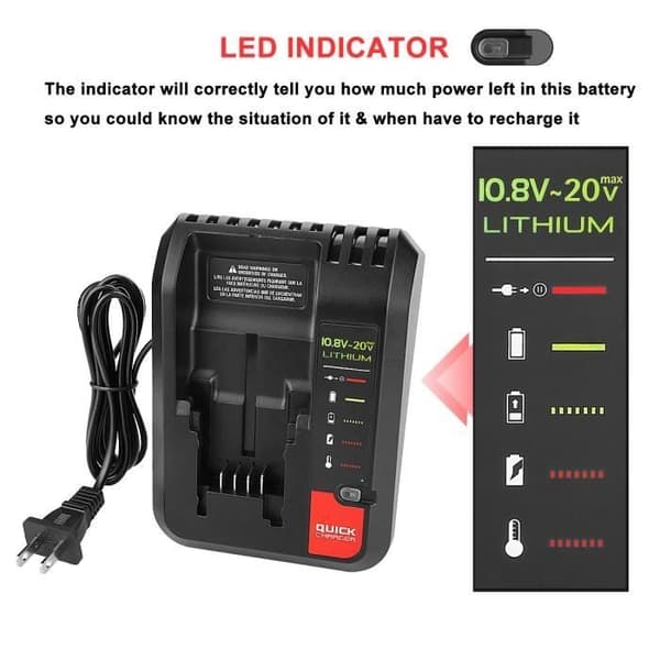 Oplader 2A Udskiftning Lithium Batteri Oplader til Black and Decker 18V PORTER CABLE Stanley ch