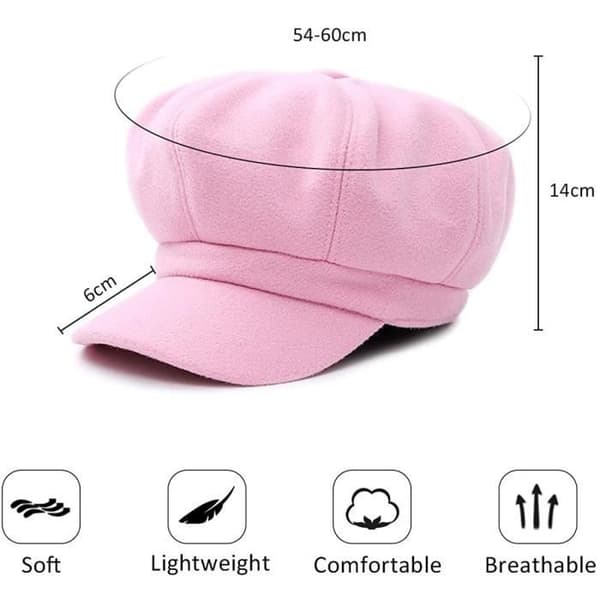 Baret - Elegant - Baskerhue til kvinder - Ruskind og polyester - One Size - Pink pink