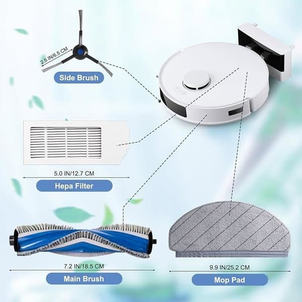 VUSZR Tilbehørssæt til ECOVACS DEEBOT N20 N20 Plus N20 Pro Plus Robotstøvsuger 1 Hovedbørste BØRSTE OG STØVSUGER TILBEHØR