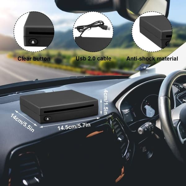 Bilradio USB 2.0 Extern CD/DVD-spelare för Stereo Interface USB-anslutning GPS-navigationsspelare, 1 DIN Bil Extern CD/DVD