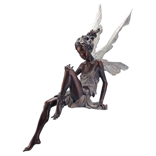 Siddende Fe Statue Figurer Udendørs Havepynt Resin Dekoration Håndværk e5373