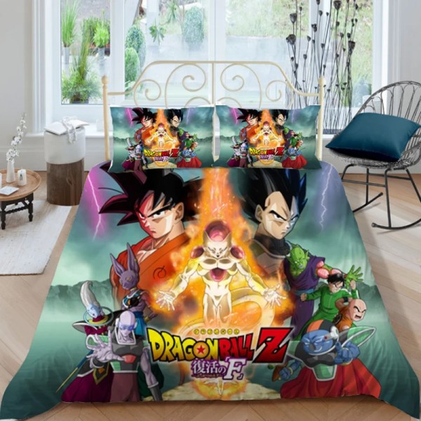Dragon Ball Z Cover SET Anime Figur Son Goku Printed Sängkläder Säng Spead Barn Sovrum Säng Cover Sängkläder Set 7 GB 200x200cm 3pcs