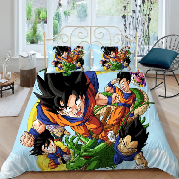 Dragon Ball Z Cover SET Anime Figur Son Goku Printed Sängkläder Säng Spead Barn Sovrum Säng Cover Sängkläder Set 14 EU 200x200cm 3pcs