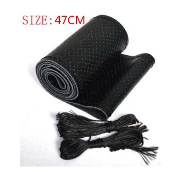 (47CM BALCK)stor cover för RV Truck mikrofiber läder bilrattfläta Hållbar 47cm Anpassad storlek 47CM BALCK
