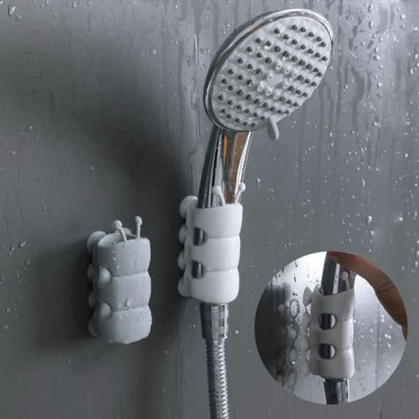 (Hvit/Grå) Silikon Dusjhodeholder - Merke - Modell - Justerbar - Hvit/Grå - Pakke White/grey