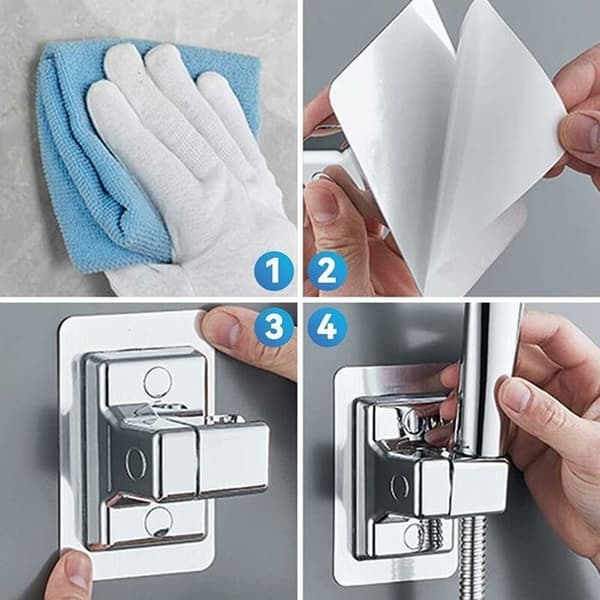 Dusjhodeholder, 360° justerbar vinkel dusjbrakett, solid ABS-dusjholder, ingen boring, brakett