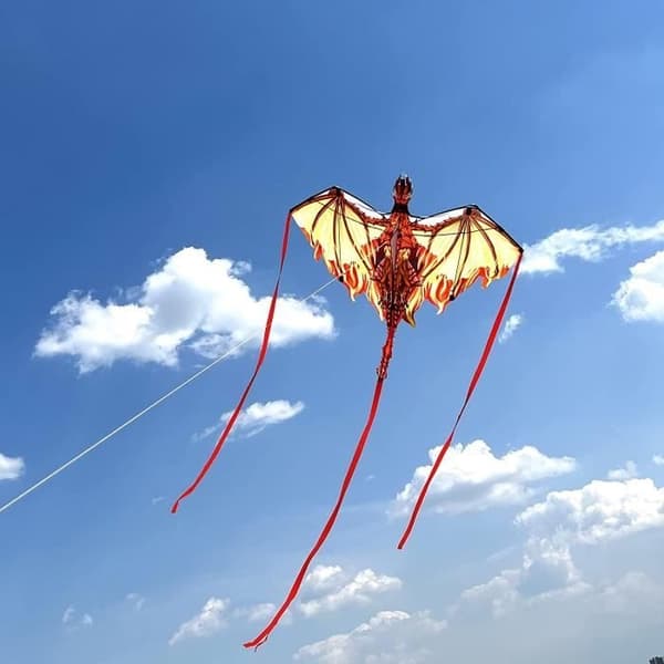 (Elddrake) Drakdrake för barn och vuxna - Elddrake - Glasfiber - 210T Polyester - 2 års garanti Fire Dragon