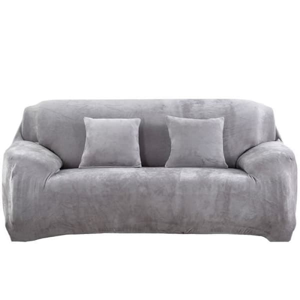 (Lysegrå) 3-seters sofatrekk - Fløyel - Lysegrå - 190-230 cm - Elastisk - Vaskbart Light gray