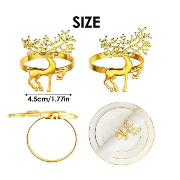 (Silver, guld) Servettringar - Ej specificerat - 12 st - Metall - Silver och guld - Julren design silver, gold