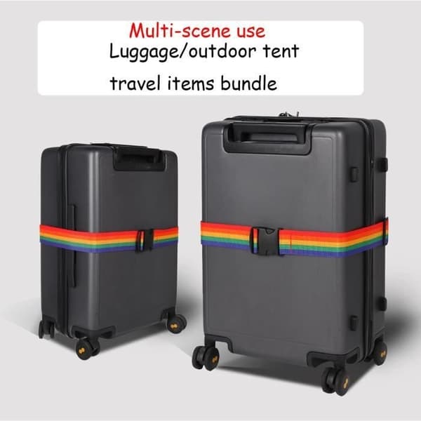 (Regnbue) Bagagestropper - Uspecificeret - Justerbar spænde elastik - Regnbuefarve - 200x5cm - 86g Rainbow