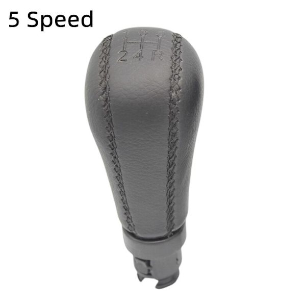 Svart läderkula för växel Hand Speed Växlingsratt för Volvo S60 S80 V70 XC70 Pen Spak Shifter Penna Bilstylingtillbehör-5 hastigheter 5 Speed