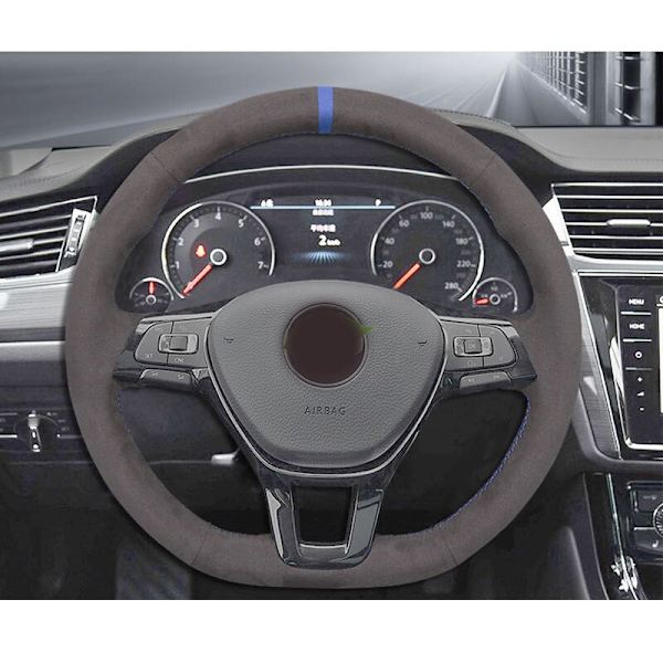 (stil 08)Handsydd Svart Kolfiber Läder Mocka Cover för Volkswagen VW Golf 7 Mk7 Ny Polo Jetta Passat B8 style 08