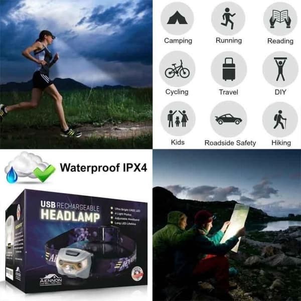 LED Hodelykt - CREE - USB Oppladbar - 5 Moduser - 6000K - Energiklasse A+