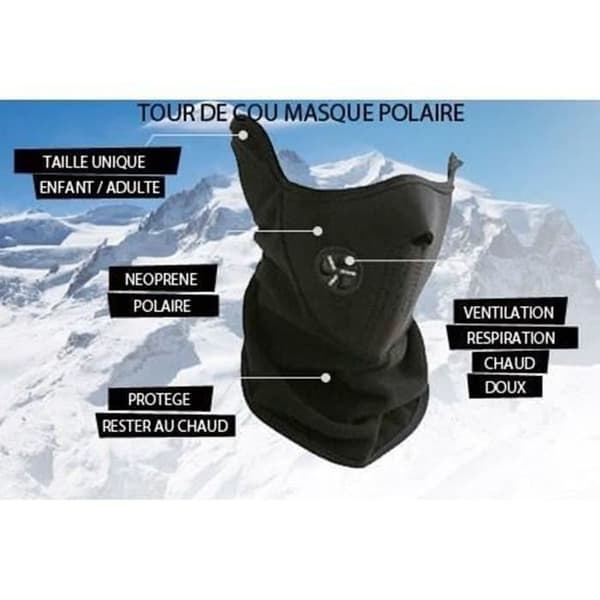 Fleece halsedisse til ski/motorcykelmaske x 2 (Sort)