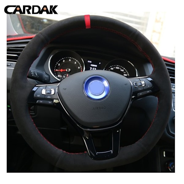(stil 06)Handsydd Svart Kolfiber Läder Mocka Cover för Volkswagen VW Golf 7 Mk7 Ny Polo Jetta Passat B8 style 06