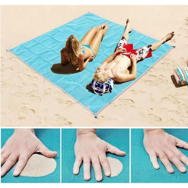 (Blå) Strandmatte - Blå - 2m*2m - Syntetisk - Rektangulær - Vaskbar Blue