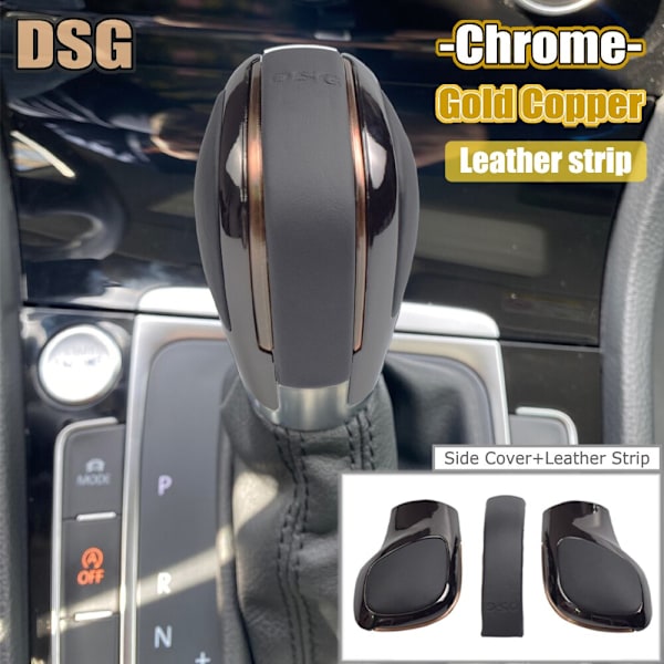 Krom Matt cap COVER ABS Växelspaksknopp Passar till Volkswagen VW Golf MK6 MK7 R GTI-Chrome Gråguld 1 Chrome Grey-Gold 1