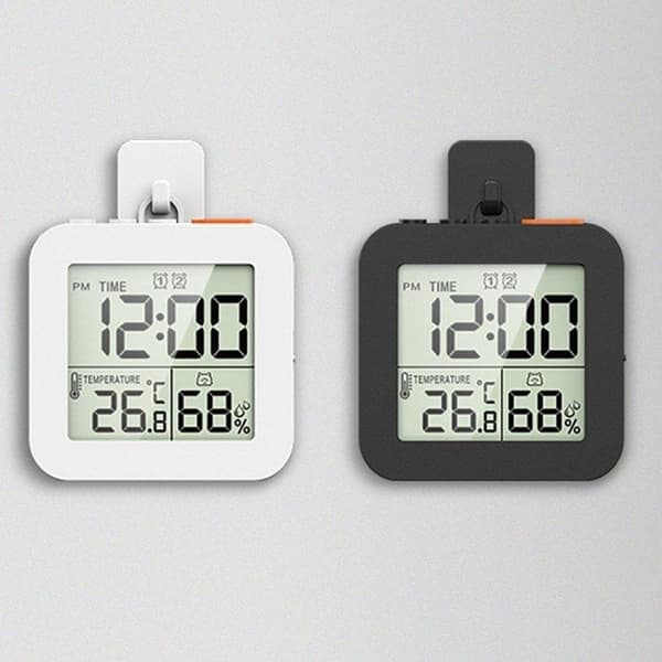 (Hvit) LCD digitalt display termo-hygrometer multifunksjon termo-hygrometer klokke syklisk timer to sett White