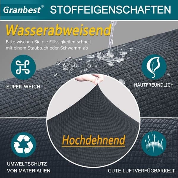 Vanntett Stretch Sofatrekk Jacquard Elastisk Spandex med Anti-Skli Skum (1 Seter, Grå)