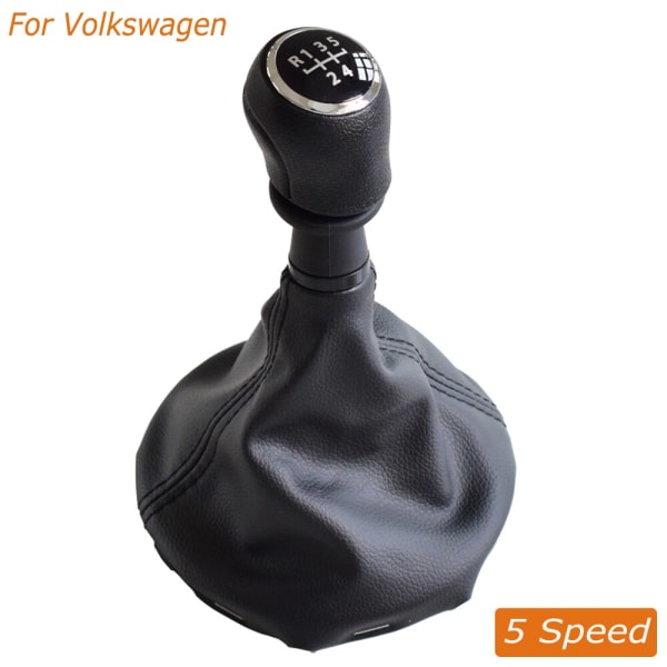 För VW Volkswagen Transporter T5 T5.1 T6 Gp 2003-2011 Växelspaksknopp Läder Damask Cover Bil 5 6 Speed-5 Speed-Black 5 Speed-Black