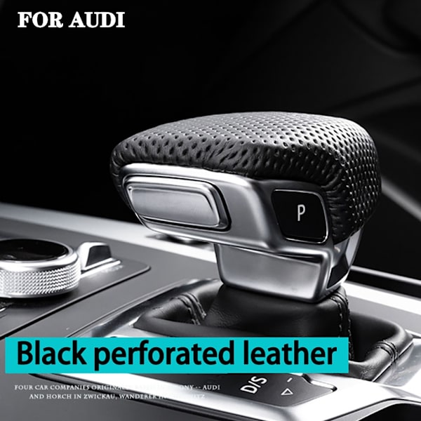 För Audi A4 B9 A5 Q7 Q5 2016 2017 2018 2019 Växelspaksknopp Cover Perforerat läder Handboll Växlarhandtag Spak Case-Automatic Automatic