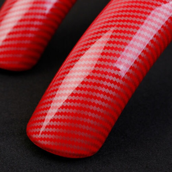 (Brun)2PCS Bil Ultratunt kolfibermönster Rattförstärkare Bil Carbon Fiber Car Universal Cover Antisladd Brown