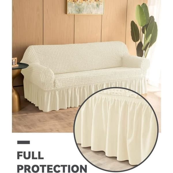 Sofföverdrag - 3-sits - HONTTOR - Slitstarkt - Hög elasticitet - Storlek L - Beige