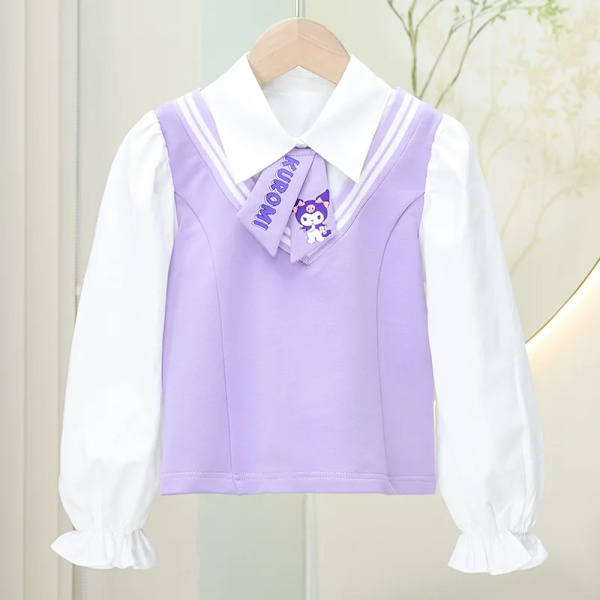 Anime Sanrios My Melody Kuromi Kawaii Autumn Winter Girl Tredelad Barnkostym Jk Plisserad kjol Skjorta Jacket Set Toddler Kuromi 11 140cm
