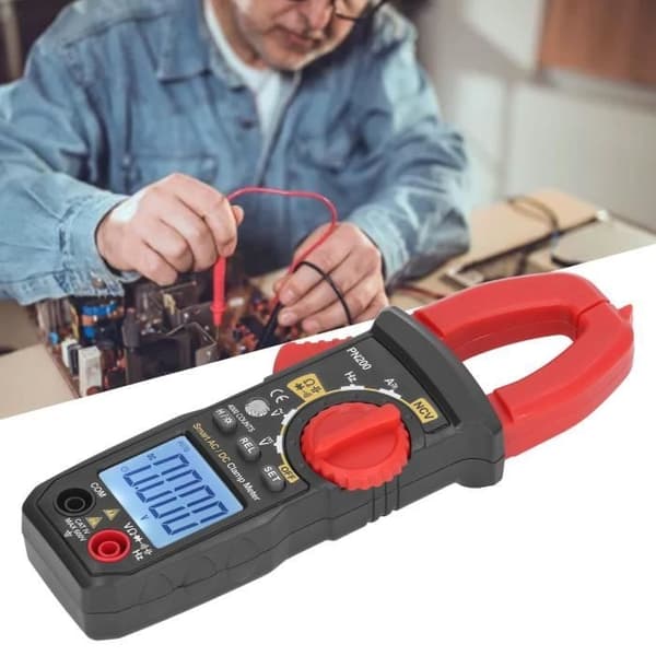 Digitalt Amperemeter - SURENHAP - AC DC NCV Model - 600V - 20A - Baggrundsbelyst Display Red and black