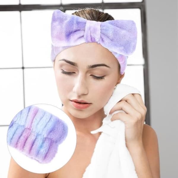 Kosmetiske pandebånd til makeup og vask, elastiske tie-dye spa pandebånd, absorberende makeupfjerner hårbånd