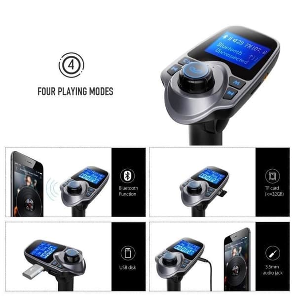 Bluetooth FM-sender Bil FM-sender Bilsæt Håndfrit med USB Audio MP3-afspiller til iPhone, Android-telefoner