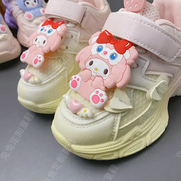 Anime Kawaii Sanrios My Melody Cinnamoroll Kuromi Barn Sneakers Tecknad Söt Luminous Daddy Skor Tjej Sammet Löparskor Present My Melody Sock 14 29-17.8cm