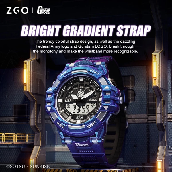 Original Gundam Joint Watches Zaku Vattentät Lysande Trend Sport Elektronisk Watch Anime Tillbehör Pojke Student Födelsedagspresent 870-Zaku Green