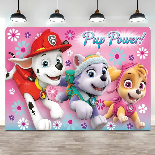 Paw Patrol Födelsedagsfest Bakgrund Pojke Baby shower Fotografi Bakgrund Valp Hund Tema Banner Fotostudio Dekoration Paw Patrol Polyester 300x200cm