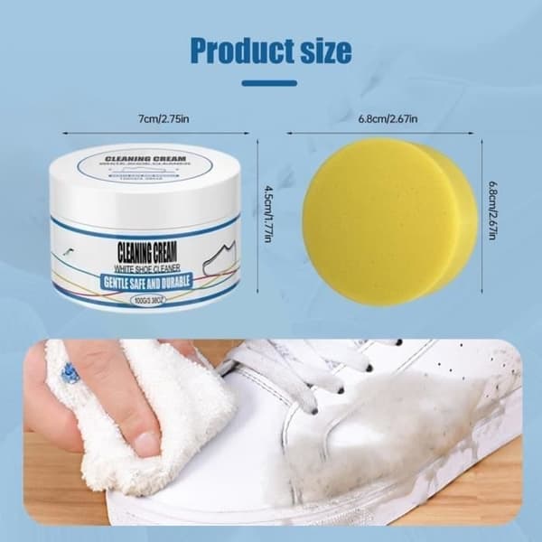 Hvit skokrem, sneaker-rens 100g, hvit skokrem-rens