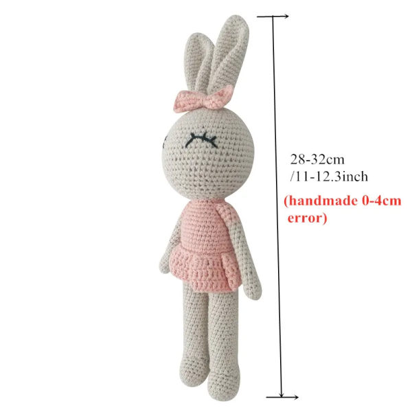 Nya virkade plyschkanindockor Baby kawaii Bunny Monkey fyllda leksaker Barn Sovdocka för flickor Pojkar Julklappsrumsinredning bunny E2-28-32cm