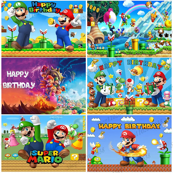 Super Marios Bros Spelbakgrund Barnfest Födelsedag Hero Brothers Tema Karaktär Baby Shower Bakgrund Foto Banner Rekvisita Mario Polyester 180x120cm