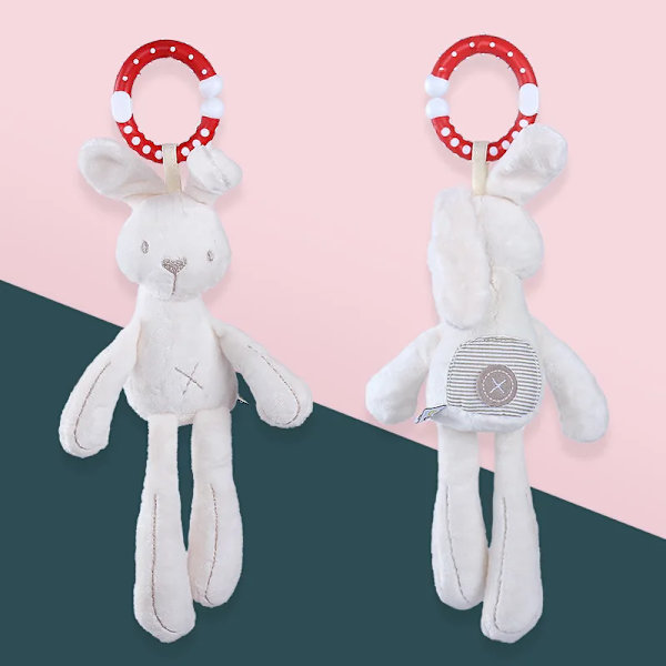 Baby plyschleksaker Spädbarnsvagn Komfort Uppstoppad djurskallra Mobil Babys kawaii plyschleksaker Hängsäng Bell Spjälsäng Skaller white rabbit