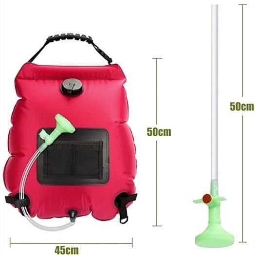 Solar Camping Brusepose, 20L Solar Brusepose Bærbar Foldbar Udendørs til Vandring Klatring, Rød