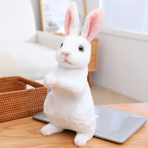 20cm Simulering Söt kanin plysch päls Realistisk Kawaii Djur Påskhare Kanin Leksak Modell Present Heminredning 20cm dun white cui