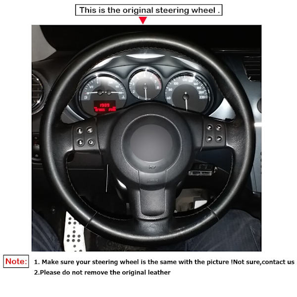 Svart PU konstläder DIY handsydd cover för Seat Leon (Mk2) 2006-2008 Ibiza (6L) 2007