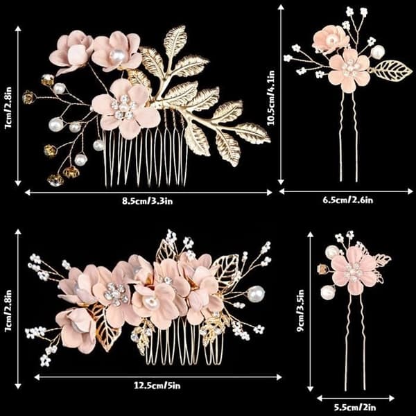 Hårpynt til brudepiger, bryllupshårkamme, blomsterhårnåle