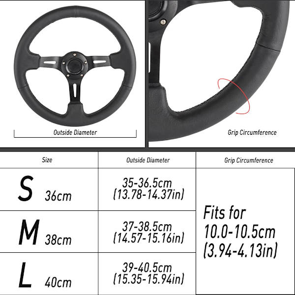 (40CM-röd) Gör-det-själv 36CM 38CM 40CM Rattskydd mjukt läderfläta på bilens ratt med nål och gänga Biltillbehör 40CM-red