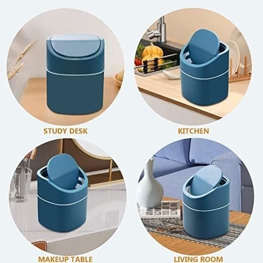 Mini soptunna för bordsskivan, mini soptunna i plast med lock, för sovrum, matsalar, badrum, kontor, 1 st