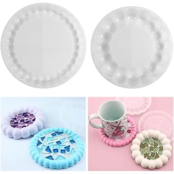 2 st Bubble Coaster Form, Silikon Epoxihartsformar Runda Bubble Coaster Formar för Bordsdekoration Coa