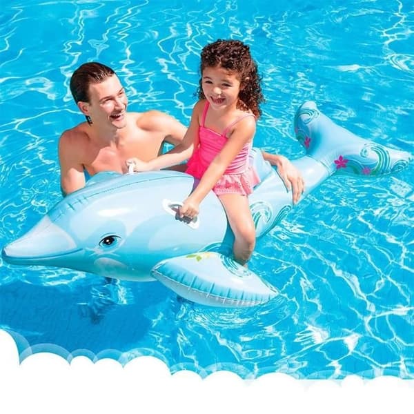 Delfin-formet pool float – Oppusteligt kæledyrsunderholdningsudstyr – Vandlegetøj til børn