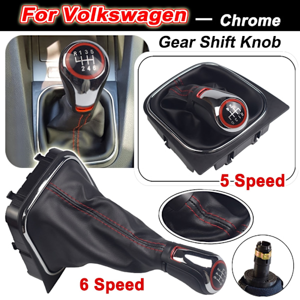 För VW Golf 6 Golf 5 A5 MK5 GTI GTD R32 2004-2008 Scirocco MT 5 6-växlad växlingsknopp Växelspak Damask Cover Krage-Matt-5 Speed-Stövel Matte-5 Speed-Boot