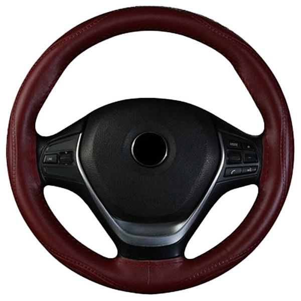 (Rött vin)Auto Ratt- Cover Anti-halk Prägling Läder Bilstyling Tillbehör Universal Braid Case passform bil suv diameter 37/38cm Red wine